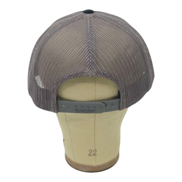 Richardson Oxford Round Patch Mesh Snapback Cap Trucker Baseball Hat Black Gray - Picture 4 of 14